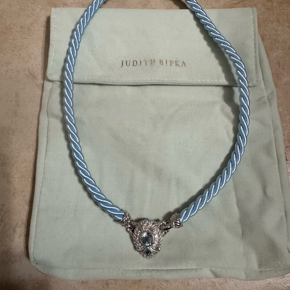 Stunning Judith Ripka 925 Sterling Silver and BlueTopaz Necklace New